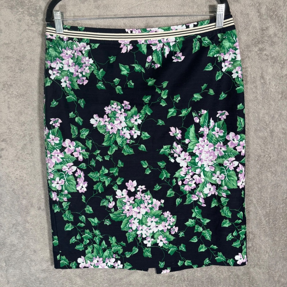 Talbots O The Oprah Magazine Collection Floral Pencil Skirt Black Green Size 12